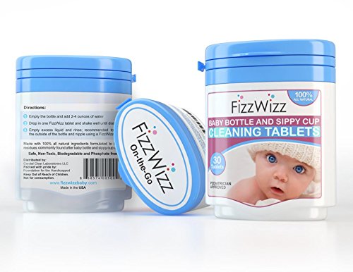 Fizzwizz Baby Bottle & Sippy Cup Cleaning Tablets 30 Tablets/On The Go/All- Natural