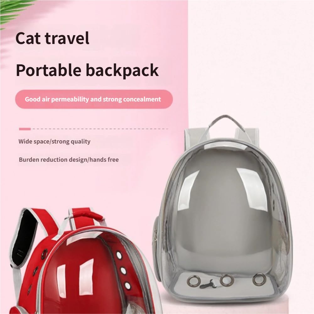 Space Capsule, zaino per animali domestici, con finestra trasparente a bolle, tasca laterale in rete, fori per l'aria, 42 x 33 x 18 cm, rosa
