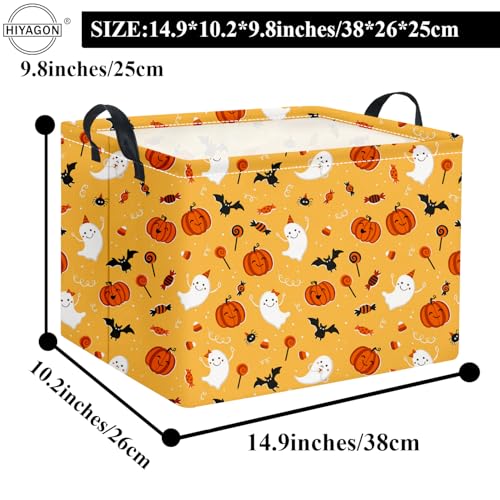 Image of Rectangular Halloween Basket for Boys and Girls Kids Trick or Treat Pumpkin Basket for Halloween Parties Cute Storage Bin Organizer Box Room Decor(Cute halloween )
