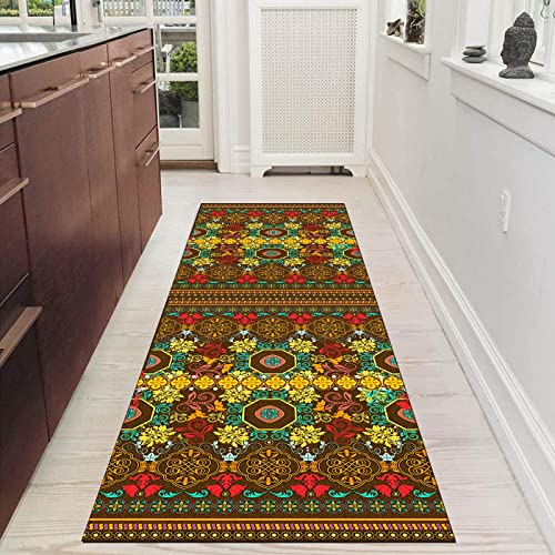 Alfombra de pasillo marrón lavable que evita resbalones 4