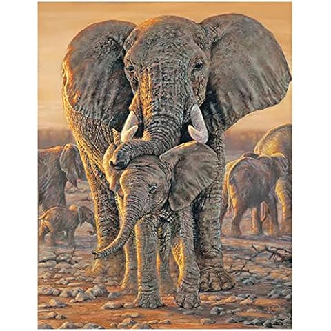 5D Full Square Drill Tapestry Kits for Adults,40x50cm/16x20in DIY Diamond Art Picture Accessories Cross Stitch Crystal Rhinestone Painting Embroidery Pictures for Home Wall Decor - Elephant Group Cover