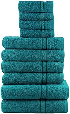 Casabella 10 Piece Luxury Soft Towel Bale Set Face Hand Bath Bathroom Towels_Purple_10 Pieces