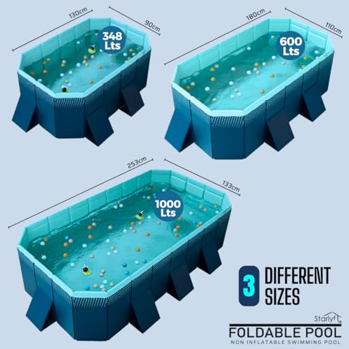 INDUSTEX Planschbecken Foldable Pool, 130 x 90 x 45 cm, Kinderbecken, Tragbarer Hundepool, Faltbarer Pool, Badewanne, Pool Spielzeug, Geeignet für Kinder, mittelgroße Haustiere
