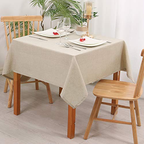 Hiasan Faux Linen Square Tablecloth - Wrinkle And Stain Resistant Washable Table Cloth For Kitchen Dining Room Holiday Table Cover For Party Dinner, Beige, 70 X 70 Inch #TOP1