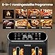 TOPZEE 8L Airfryer, Heißluftfritteuse 2 Kammern mit Sichtfenster, 8-in-1 Voreingestellte Programme, Spülmaschinenfeste Antihaft-Körbe, Schwarz