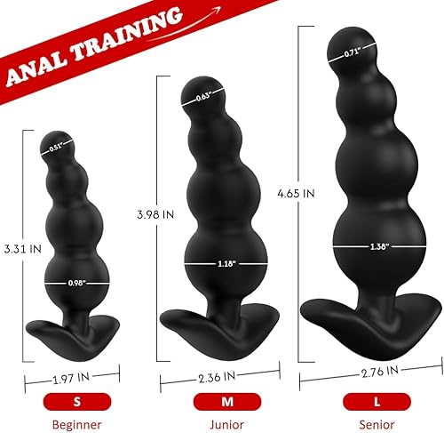 Miniatura 5 de Tapones anales de silicona con cuentas anales, entrenador anal con 3 tamaños diferentes, juegos de entrenamiento anal para usuarios avanzados,