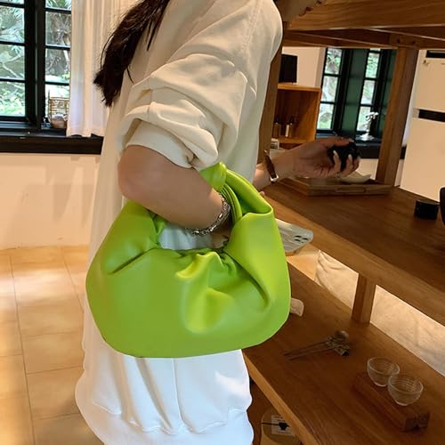 Bolso de mano de cuero arrugado en forma de nube para mujer miniatura 3