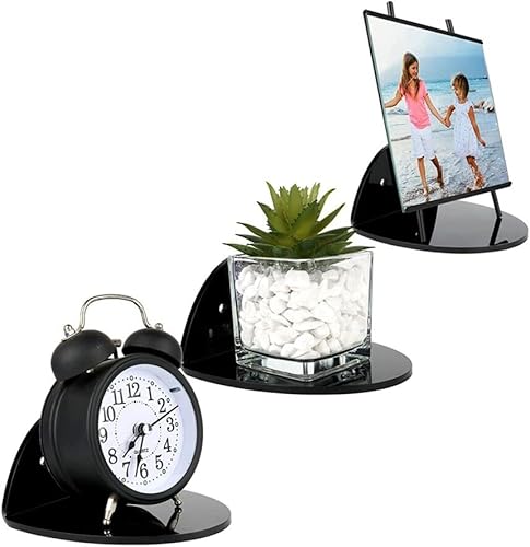 Miniatura 4 de ikasus Estantes pequeños de pared, repisas de acrílico para mini decoración, estante flotante montado en la pared para dormitorio, sala de estar,