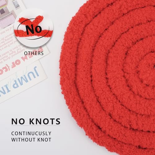 Chunky Yarn for Hand Knitting, Chunky Chenille Blanket Yarn for Crocheting, Bulky Soft Fluffy Chenille for Blanket Project, 8 Pack of 8oz/25yds, Red