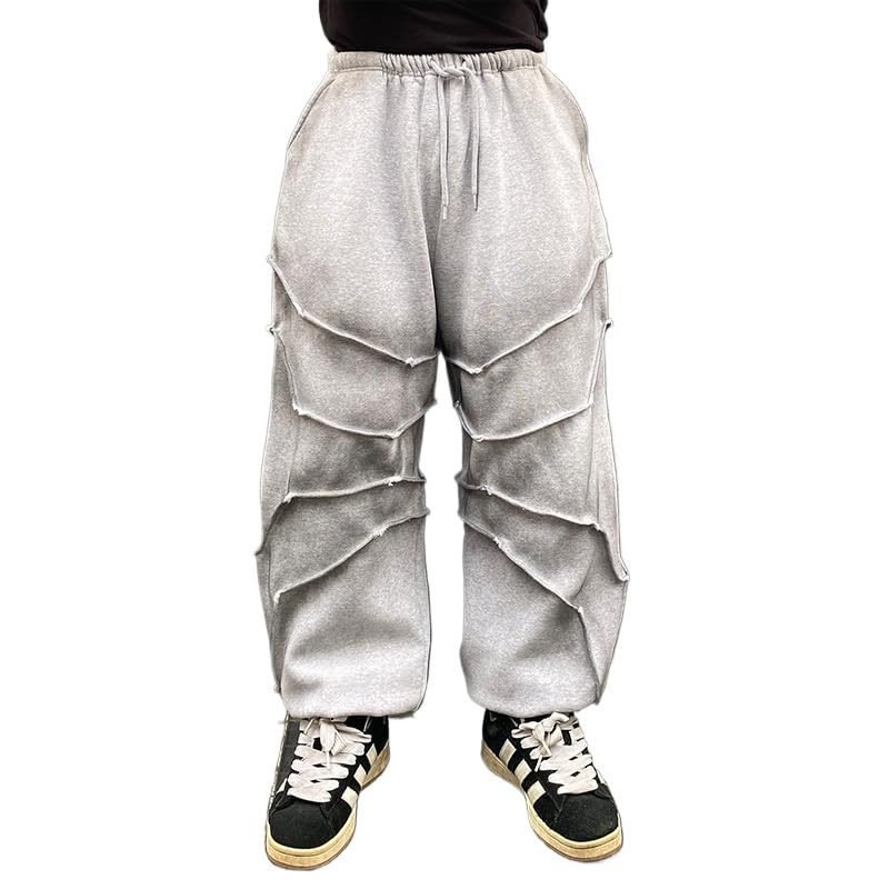 Men's Retro Fashion Streetwear, Loose Casual Pants, Wide Legs, high Street Design, Pleated Dirty Pants