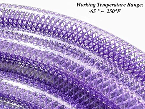 Sanfu (Pu) Polyurethane Reinforced 1/4”Id(6.3 X 9.8Mm) X 100Ft, Air Hose With 1/4-Inch Swivel Solid Industrial Quick Coupler And Plug, Purple(100’) #TOP1