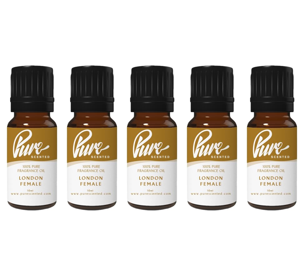 Pure Scented 50ml Fragrance Oils - 5 x 10ml Suitable for Candles, Soaps, Slime, Diffusers, Cosmetics, Wax Melts, Designer (5 x 10ml, London Female)