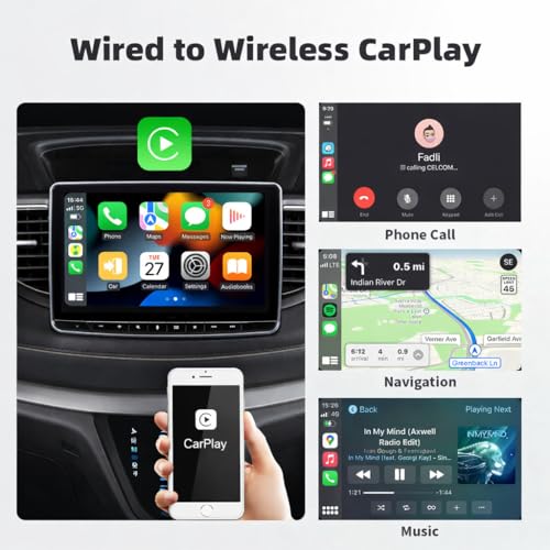 Image of 2-in-1 Wireless CarPlay Receiver for Android Auto & Apple CarPlay, Converts Wired to Wireless, USB-A & Type-C, Bluetooth 5.4, Wi-Fi 6, iOS & Android Compatible, Fast Boot, Compact Plug & Play