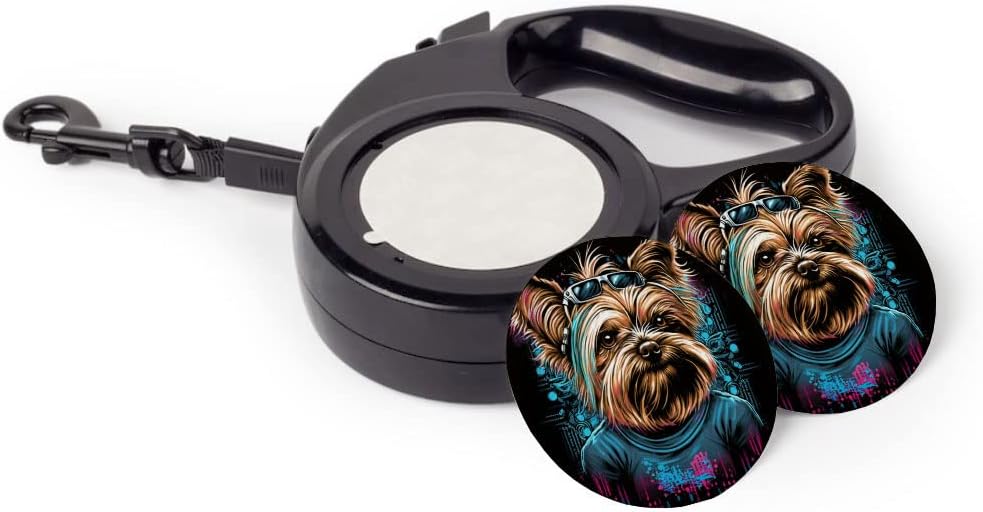Dog Art Retractable Pet Leash - Yorkshire Terrier Leash - Dog with Sunglasses Dog Leash - 197 inches