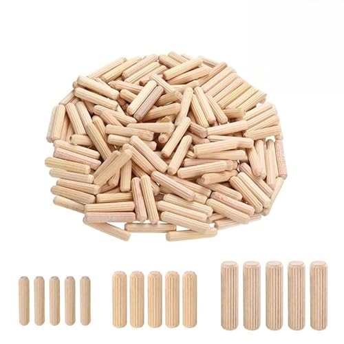 100/50pcs En Bois Goujon Armoire Tiroir Rond Cannelé En Bois Artisanat Goujons Tiges Ensemble Meubles Montage En Bois Goujon Goupille(8x40mm,100pcs)