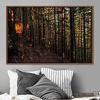 Framed Canvas Wall Art Rustic Woods Brown Dark Dramatic Forest Group Nature Photography Realism - 16x24 inches