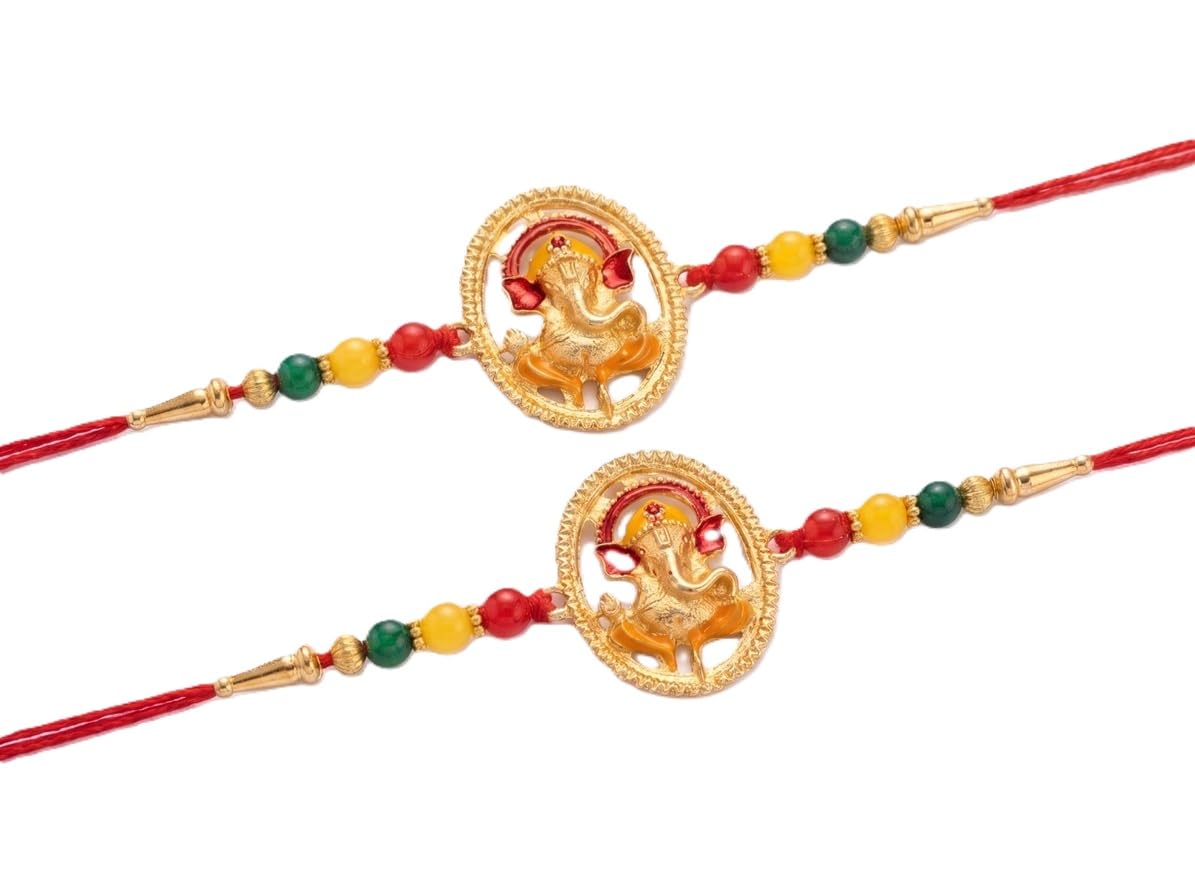 Rakhi | Traditional Golden Ganesha Rakhi for Brother – Pack of 2-image-26