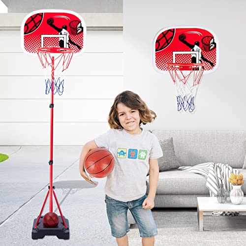 Micmac Kids Basketball Hoop Stand With Ball & Pump, Adjustable Height 2.8 Ft -6.7 Ft, Mini Kids Basketball Goal Toy Toddler Basketball Hoop Stand For Boys Girls Toddlers Ages 3 Up1 #TOP3