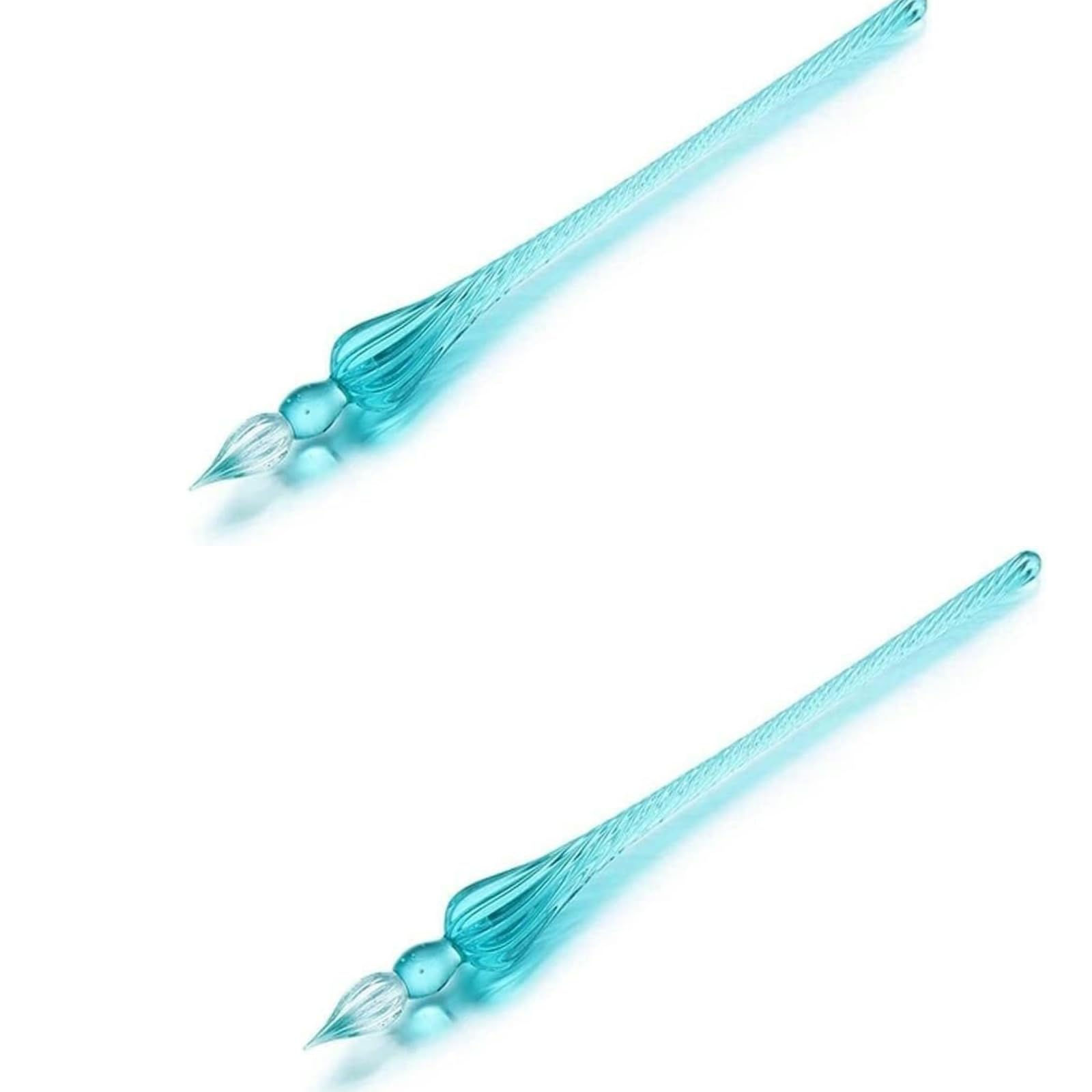 2Pcs Peacock Blue Glass Dip Pen Vintage Glass Dip Dipping Pen Filling Ink Signature Calligraphy Fountain Pens Art Painting Writing Supplies, Drawing Media, Glass Pen