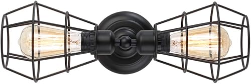 KOONTING - Lámpara colgante de 3 luces para cocina, lámpara de candelabro industrial vintage, lámpara de pared de jaula de alambre, 3 luces