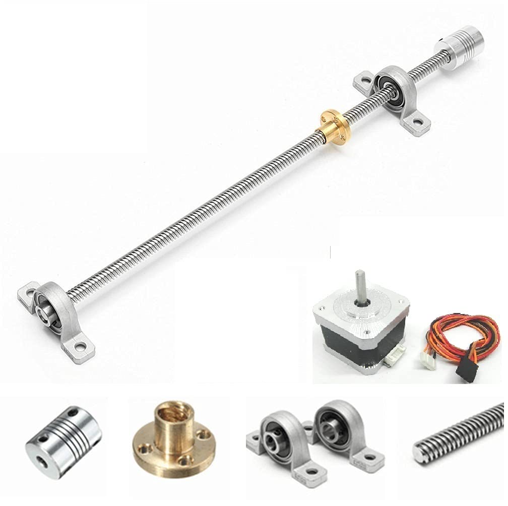 Invento 1pcs 4.2 Kg-cm Nema 17 Stepper Motor + 1Pcs 300mm Trapezoidal Lead Screw T8 8mm Pitch 2mm Lead 8 TR8 + Brass nut + 2Pcs P08 Bearing + 5x8 Flexible Coupling for 3D Printer CNC Robotics (B07MPGJNTF) Amazon Price History, Amazon Price Tracker