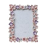 TATOS phoframe Marco de Imagen de Metal Vintage Marco de decoración de Flores pequeñas Marco de Fotos de Diamante de Cristal Chispa for Parejas Regalos de Boda Marcos de Fotos(C)