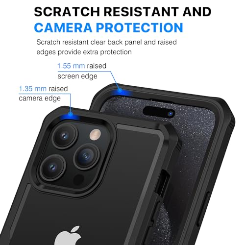 CENHUFO Privacy for iPhone 15 Pro Max Case, Full Body Phone Case with Built-in 9H Tempered Glass Privacy Screen Protector and Camera Lens Protector, Anti Peep Shockproof Bumper Clear Cover - Black by CENHUFO - Image 6