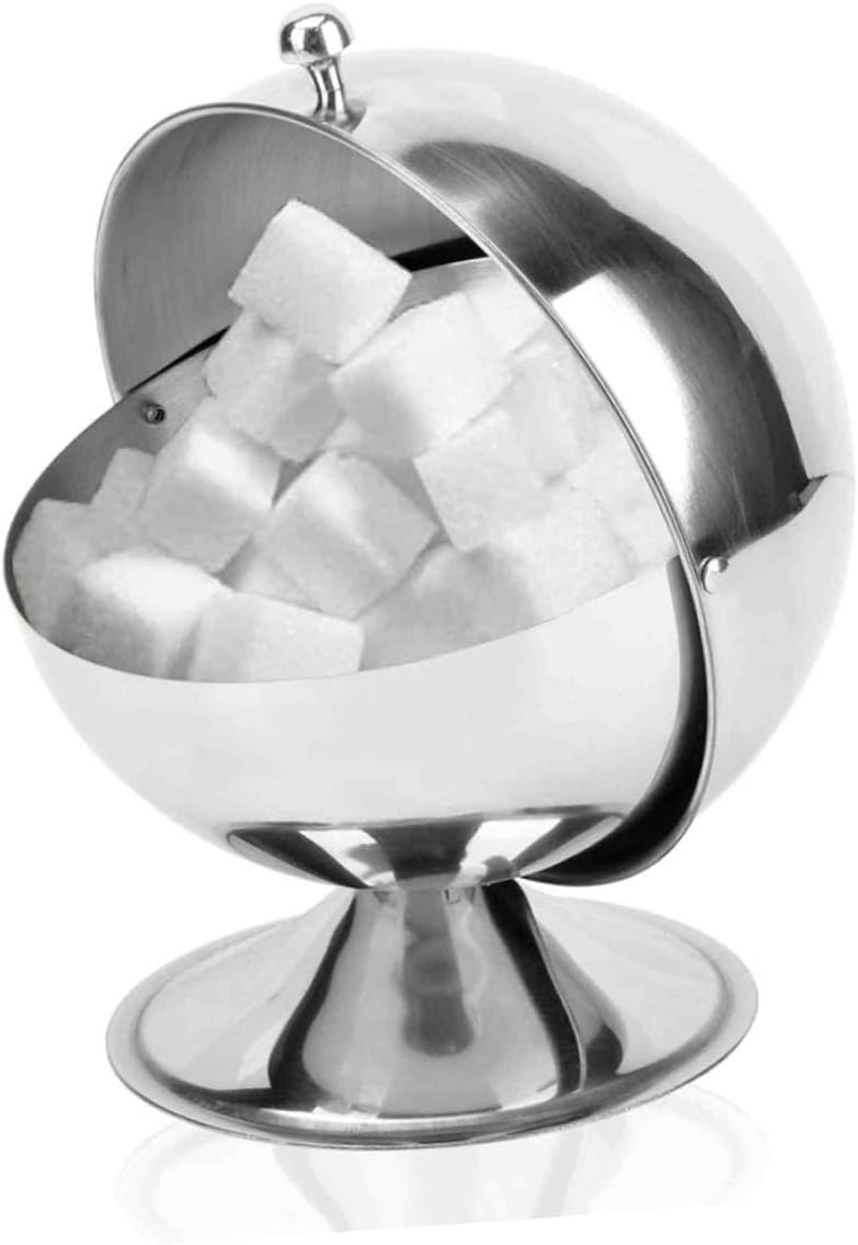 Ciieeo Spherical Sugar Bowl Lid Stainless Steel Fondant Storage Box Candy Jar Seasoning Bottle Modern Kitchen Decor