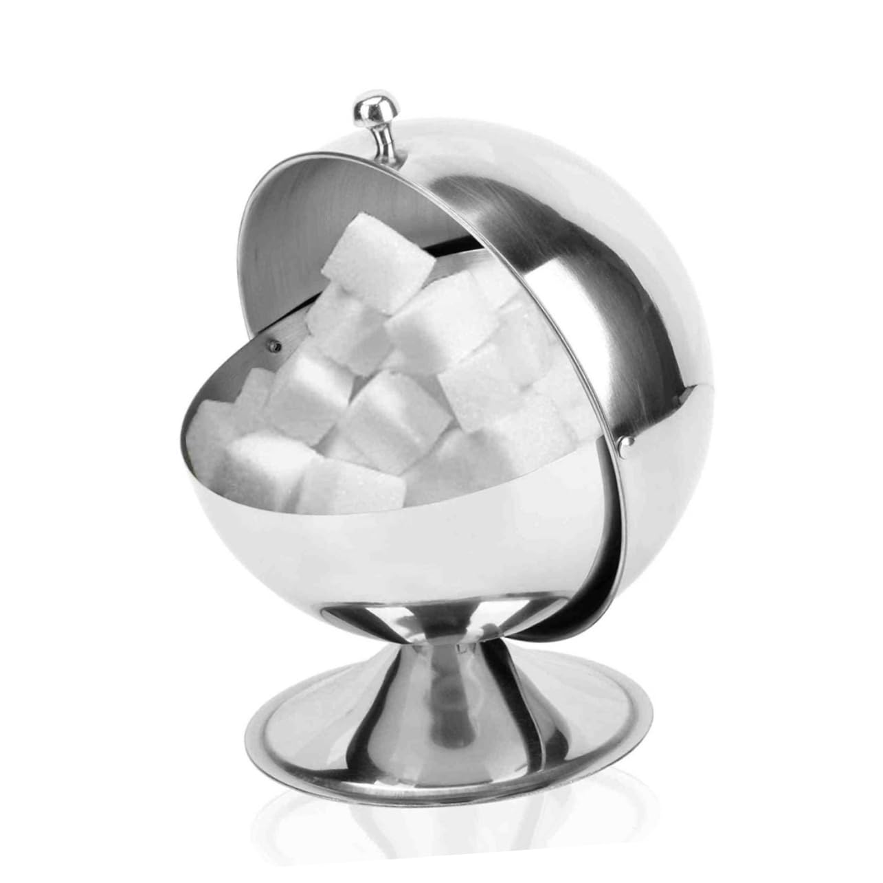 Ciieeo Spherical Stainless Steel Sugar Bowl Fondant Storage Box for Condiments Modern Candy Jar for Home Kitchen Cafe and Parties Design