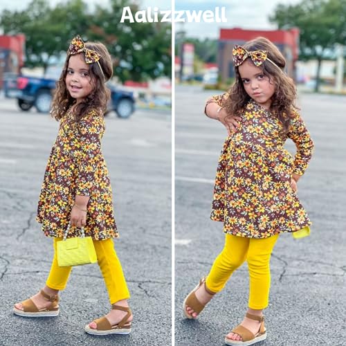 Aalizzwell Toddler Girls Floral Tunic Outfit for Fall Winter2
