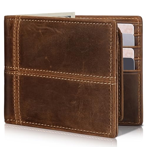 Image of Artpaxy Mens Wallet Bifold Genuine Leather RFID Blocking Wallet for Men with 2 ID Windows 12 Card Holders 2 cash pockets 1 Gift Box
