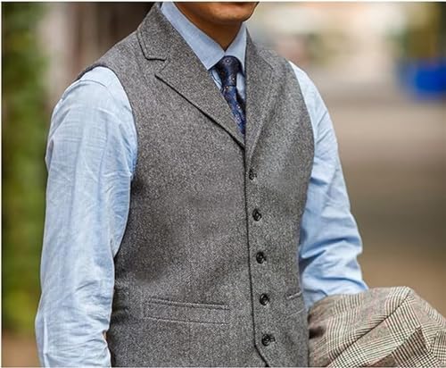 Men's Tweed Suit Vintage Vest Herringbone Wool Prom Waistcoat Groomsmen2