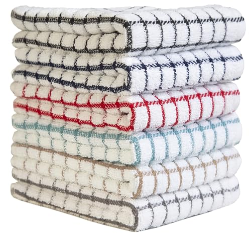 Image of Bumble Kitchen Towels (6 Pack) | 16 inch x 28 inch | 100% Cotton Kitchen Towels | 385 GSM | Soft, Highly Absorbent & Durable Dish Towels for Kitchen | Multicoloured Checked