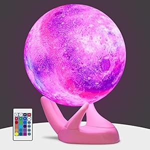 GZOKMOG Moon Lamp, 3D Printing Galaxy Lamp 16 Colors Moon Night Light with Remote/Touch Control and USB Rechargeable…