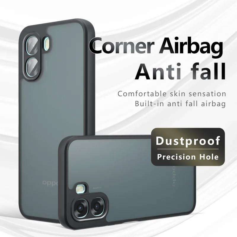 Image of Matte PC + TPU Back Cover Case for Oppo A6x 5G / Oppo K14x 5G, Corner Airbag Protection, Anti-Fingerprint, Dustproof Precision Holes, Skin-Friendly Feel, Camera Protection, Black