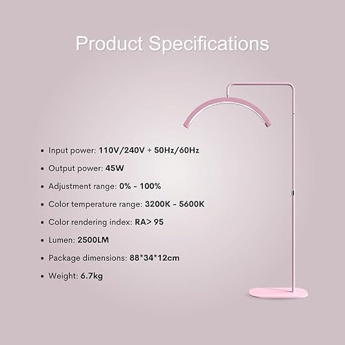 Miniatura 26 de Bling Lash - Luz LED de luna – Lámpara de diamante regulable para esteticistas, PMU y técnicos de uñas – Lámpara de pie LED de altura ajustable