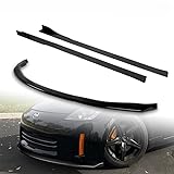 HK5 9pcs Combo Front Bumper Body Kit Lip + Side Skirt Extensions Diffuser Compatible with 2006-2009 Nissan 350Z 2007 2008 (Painted Black)