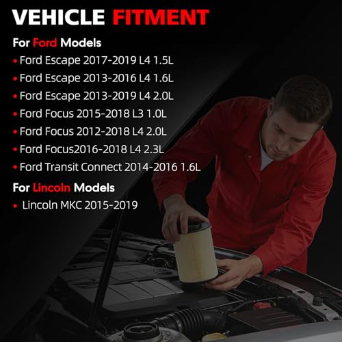 Image of CA11114 Engine Air Filter, Radial Seal Compatible with Ford Escape 2013-2019, Focus 2012-2018, Transit Connect 2014-2019 & Lincoln MKC 2015-2019 Replaces 7M519601AC, AF6908