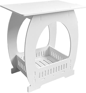 Classic Side Table - Small Storage Table with Open Tray | Compact Furniture for Sofa, Bed, Desk, Reading Space, Home, Apartment, Studio