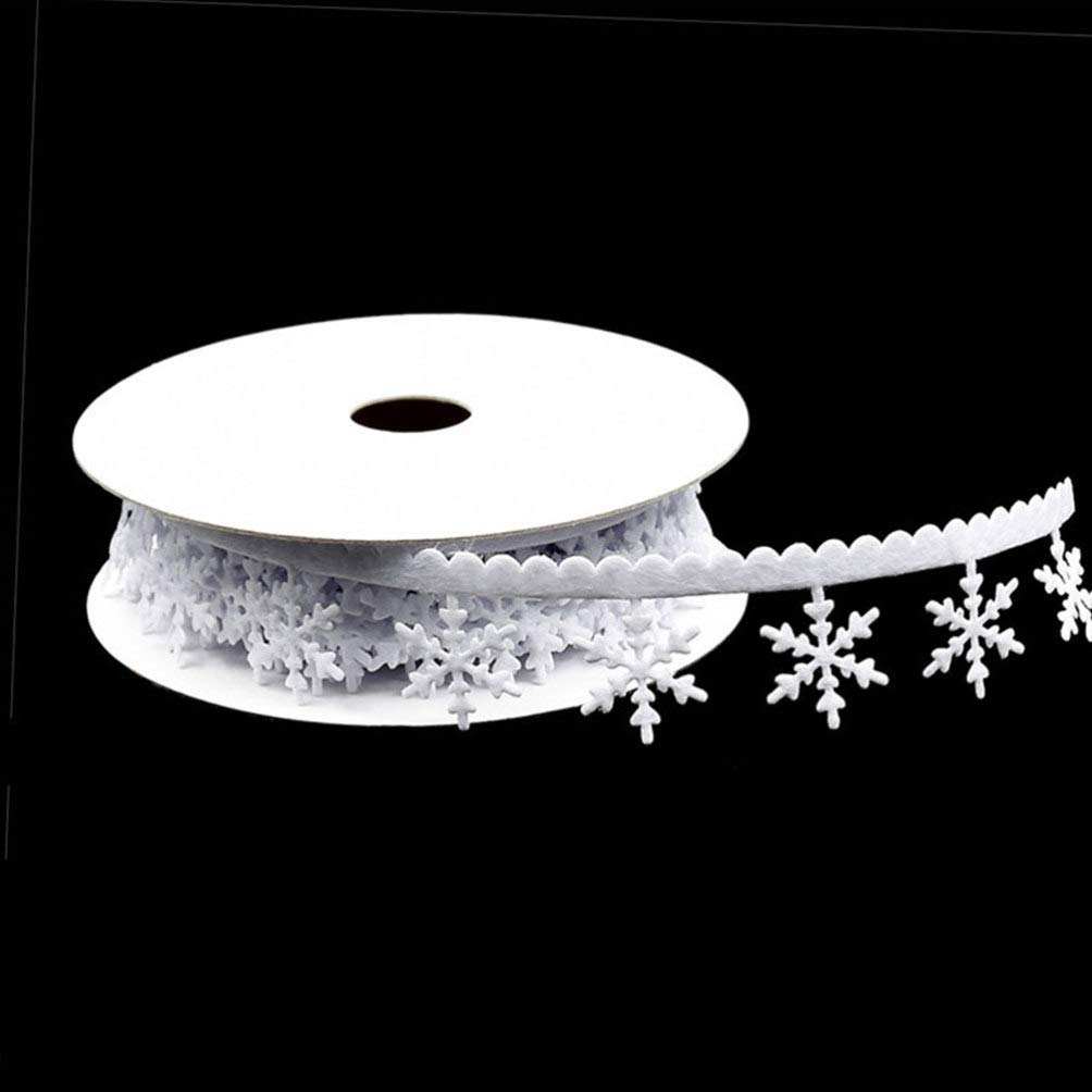 Milisten Christmas Snowflake Lace Trim Ribbon Satin Sewing Craft Ribbon, 5M/White, 500*2.5cm - Image 4