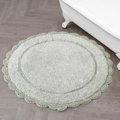 Laura Ashley Eloise 100% Cotton Round Bath Mat with...