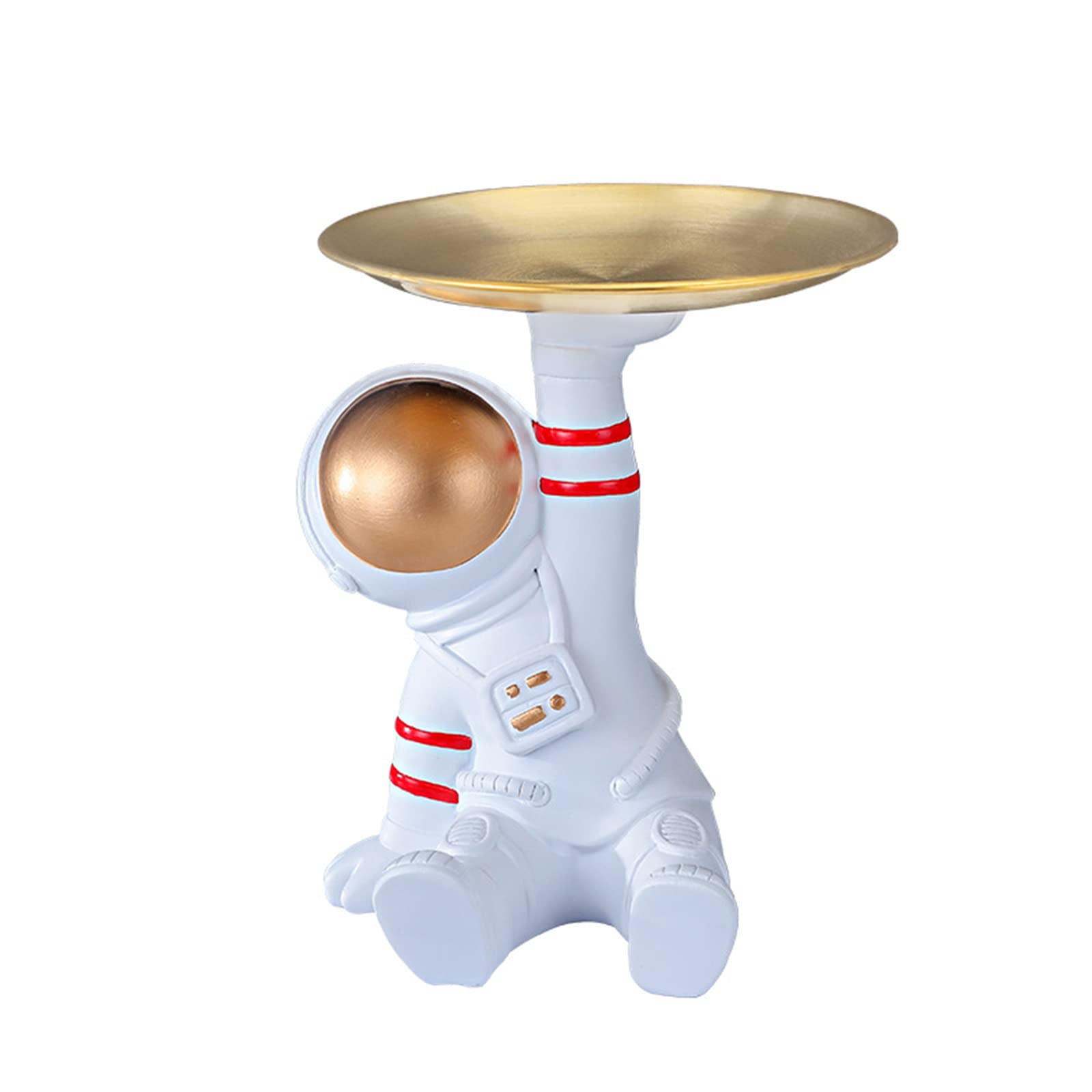 KFGISD, Key holder and jewelry storage box, astronaut sculpture, Home Decor for spaceman lovers,Gold,Key Tray(White)
