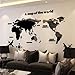 WHHHuan 1pc 3D Autocollant Mural Acrylique décorations murales Salon Chambre à Coucher World Carte Stickers Accueil Décor 5 Tailles One Piece Fond d'écran (Couleur : Noir, Taille : L 1.8x1.0m)