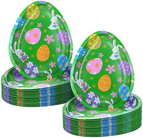 Shojoy 36 Pieces Easter Snack Tray Plastic Easter Egg Dessert Plates Easter Serving Tray Easter Bunny Serveware Party Serving Platter for Easter Party Decorations and Supplies