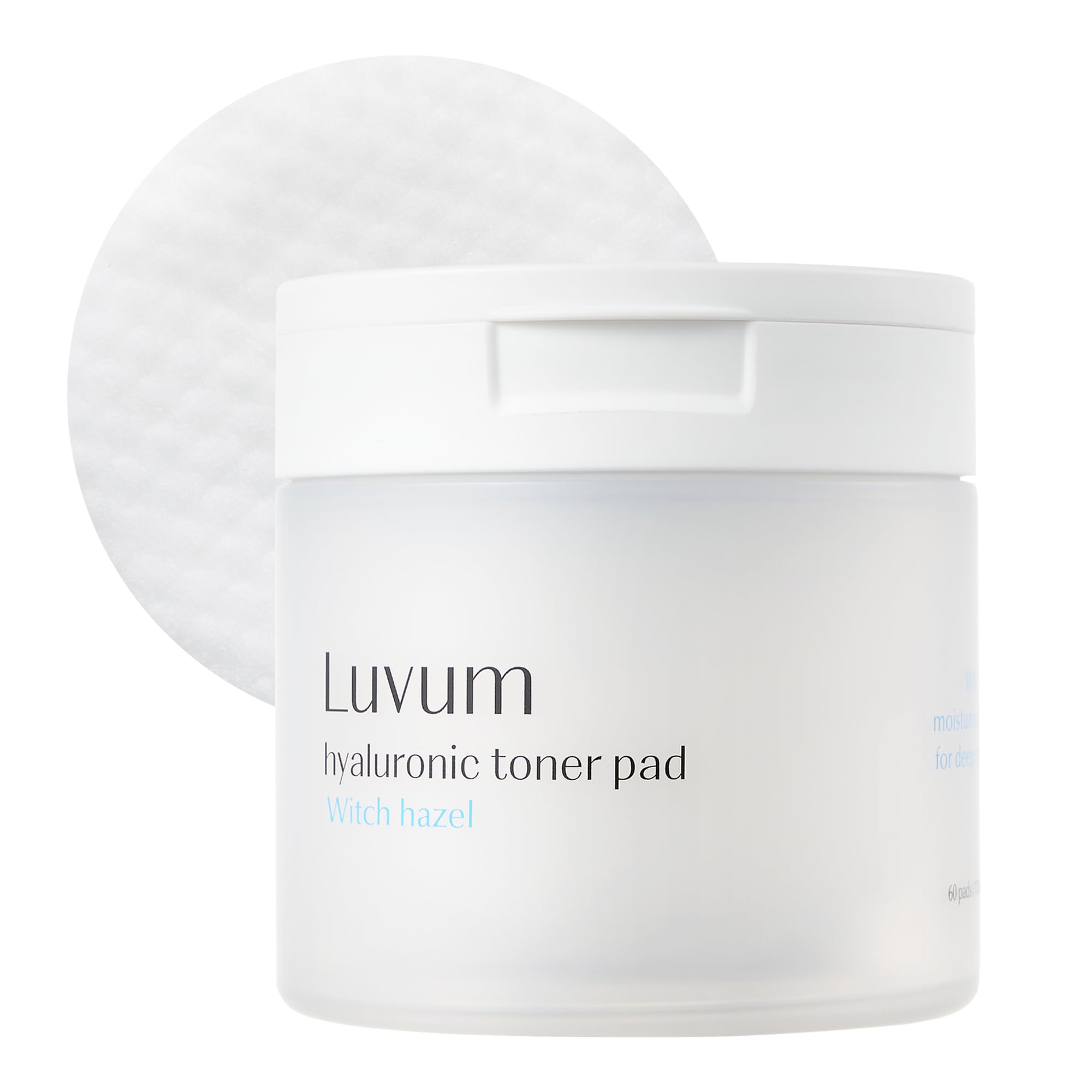 LUVUM Witch Hazel Hyaluronic Toner Pad | 60pcs | Hydrating & Soothing Korean Toner Pads for Breakout Prone Skin, Exfoliating Facial Pads with Witch Hazel & Hyaluronic Acid