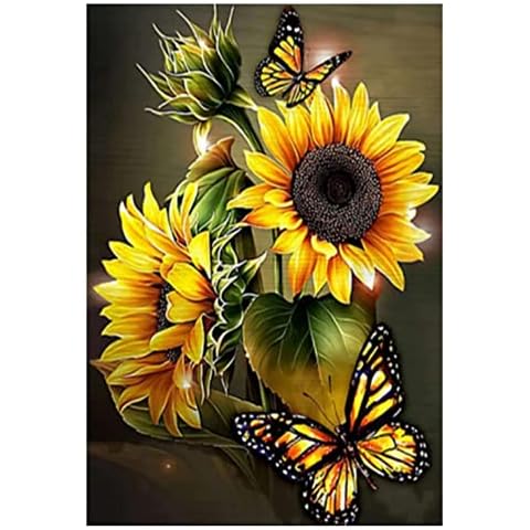 5D DIY Diamond Art and Craft Painting Kits Full Drill, Crystal Rhinestone Cross Stitch Embroidery Canvas Painting Pictures by Numbers for Kids Adults Gifts Home Wall Decor - Sunflower Cover