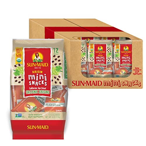 Image of Sun-Maid Organic California Sun-Dried Raisins - (144 Pack) 0.5 oz Snack-Size Box - Organic Dried Fruit Snack for Lunches, Snacks, and Natural Sweeteners