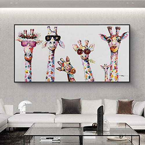 Peinture girafe mignonne 80x160cm pour habiller un grand mur vide de chambre bébé
