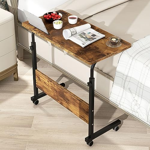 Mesa móvil ajustable para laptop de madera con ruedas miniatura 2