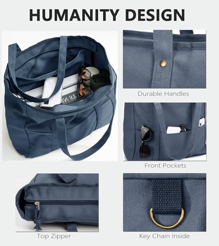 Extra Large Canvas Tote Bag for Women Men, Utility Work Bags with Zipper4